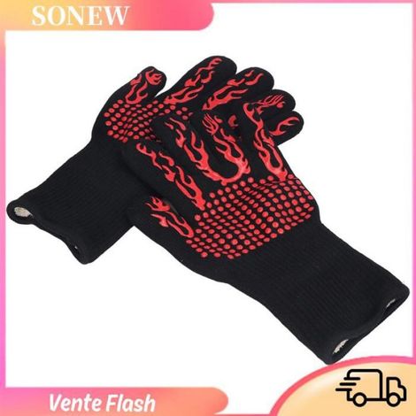 Gants Résistants À La Chaleur - Jusqu'à 800 °C - Pour Barbecue Four Grill Cheminée Poêle À Bois - 2 Pièces (1/5)