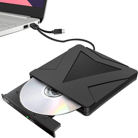 Lecteur/graveur DVD/CD externe USB 3.0 et Type-C Plug & Play, portable, compatible avec Windows 11/10/8/7/XP, Linux et macOS. (1/5)