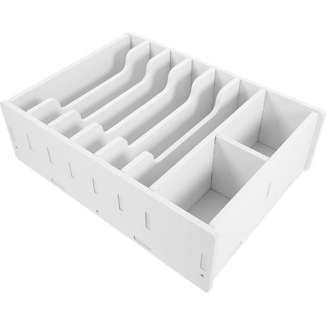 Small White Desk Organizer with 8 Compartments, Multi-Grid Storage Box for Coins, Bills and Tickets, Sorting and Organizing Tray for Cashier's Desk (1/4)