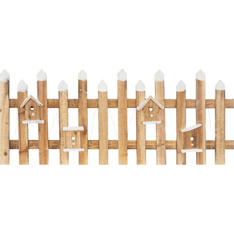 ECD Germany Valla Decorativa de Navidad con Luces LED Blanco Cálido 98x39 cm a Pilas con Temporizador, Mini Cerca de Piquete con Aspecto de Madera, Decoración Navideña Interior para Árbol o Salón (1/4)