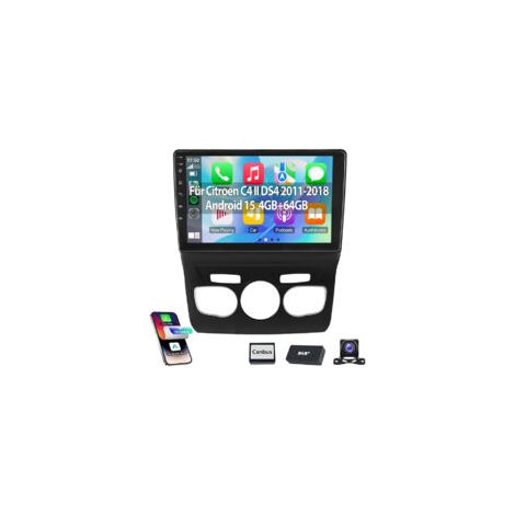 Autoradio Android 15 pouces 32/64 Go avec CarPlay, RDS, navigation GPS et Wi-Fi pour Citroën C4 II DS4 (2011-2018) - 4+64G DAB+ CAM