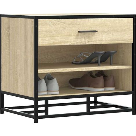 vidaXL Panca Portaoggetti Rovere Sonoma Legno Multistrato e
