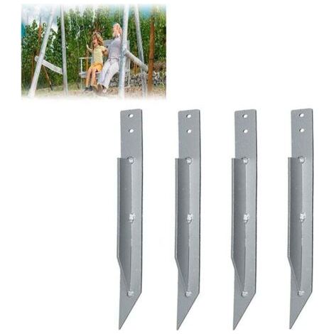 BUNTHAUS 4-teiliges Set Bodenanker für Schaukeln, Gartenanker, Schaukelbefestigungen, verschleißfest, verzinkt, windfest, wasserdicht, 440 mm
