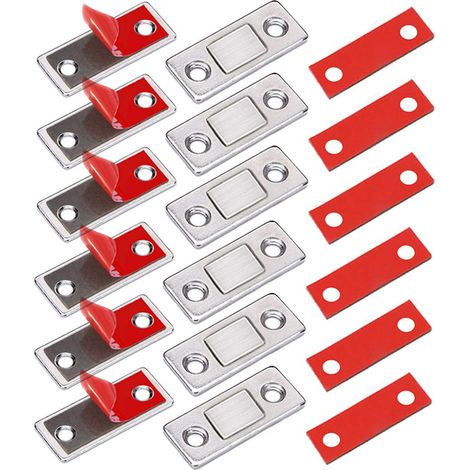 Aimant de Porte Magnétique 6 Pièces Ultra Mince Loquets Magnétiques en Acier Inoxydable pour Porte Coulissante de Placard, de Cuisine, Armoire, Tiroir et des Meubles, etc, Noir (1/5)