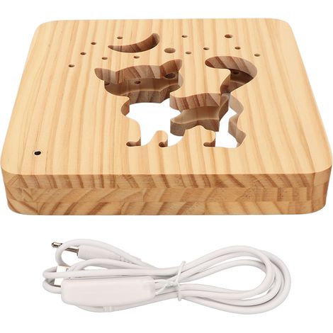 Lampe LED douce en forme de chat mignon, lumière d'ambiance 3D en bois pour chambre et salon, décoration cadeau (1/5)