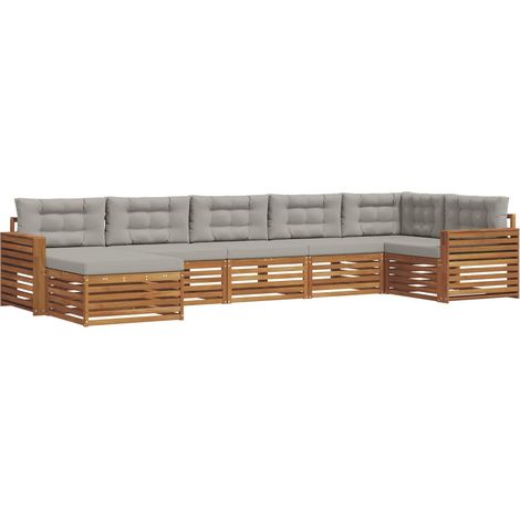 Outdoor Sofa Set with Cushion 7 pcs Natural and Light Grey vidaXL (1/5)