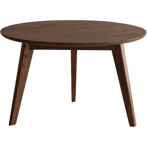 Table Basse Ronde Chêne Massif, 60 x 60 x 35 cm, Noyer (1/5)
