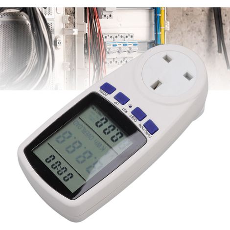 Analizador de consumo de energía con protección contra sobrecarga y alarma LED [Medidor de potencia] [Toma LCD] [Reloj digital] [Analizador de potencia] (1/5)