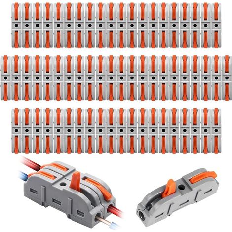 50-teiliges Set elektrischer Steckverbinder, 1-adriger 2-Eingang-Hebelklemmenblock, 28-12 AWG Inline-Leistungsschalter, PA/PC flammhemmende Schnellverbinder (1/5)