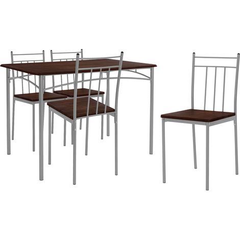 ML-Design Esstisch mit 4 Stühlen, Eiche dunkel, Essgruppe Set 5tlg für 4 Personen, Holz, Esszimmerstühle mit Metallbeinen, Küchentisch Set, Esszimmergarnitur, Sitzgruppe für Esszimmer Wohnzimmer Küche