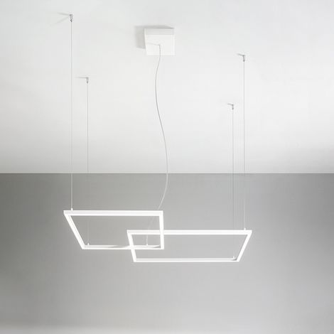 Sospensione Moderna Cross Alluminio Bianco Opaco Led 64W Dimmerabile Ip20