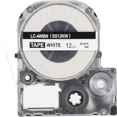 Ruban adhésif pour imprimantes KING JIM/EPSON, fourniture de bureau, papier d'impression (12mm noir sur blanc) (1/5)