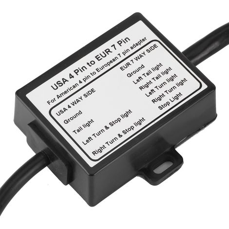 Adaptateur de Feux Remorque USA 4 Broches vers EUR 7 Broches pour Signaux Stop/Freins Séparés