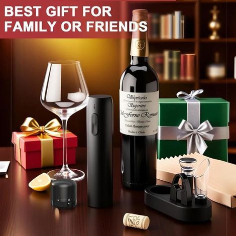Tire-Bouchon - Electrique - Rechargeable - 8 en 1 - Pour Vin Rouge et Bouteilles Standard - 1 Pièce (1/5)