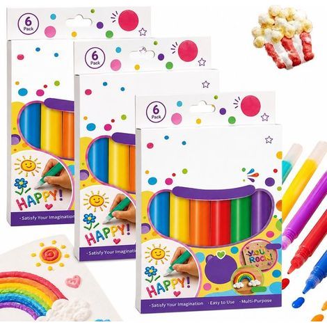 Kit de démarrage de stylos 3D - Lot de 18 pièces (3 boîtes) - Multicolore - Stylos effet popcorn - Feutres magiques (1/5)