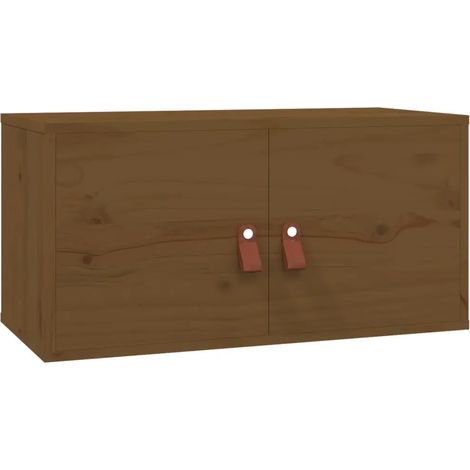 Armoire murale rangement bois pin massif 60 x 30 x 30 cm pratique style rustique en bois marron miel (1/5)
