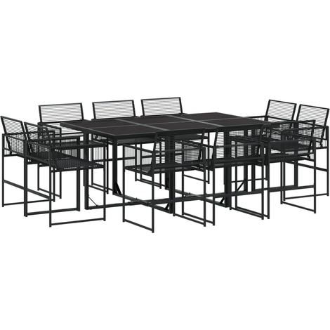 Maison Exclusive - 11-tlg. Garten-Essgruppe Schwarz Poly Rattan