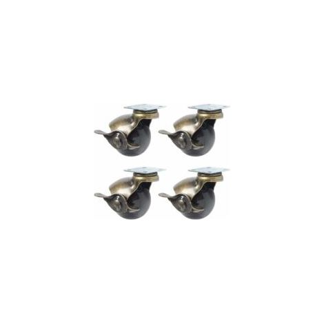 Set di 4 ruote piroettanti per gambe di mobili (1,5 pollici (40 mm) - con freno) - Crezuo