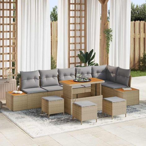 Gartensofa-set 10 pcs Beige Poly-Rattan