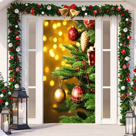 Nouvelle décoration de porte adhésive pour Noël, tissu à suspendre, toile de fond pour décoration de fête, tapisserie pour porte de chambre, largeur de porte - SDMT-152 - 110180cm