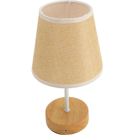 Lampe de bureau LED avec abat-jour en lin, commande tactile, éclairage chaud à 360°, idéale pour la chambre à coucher. (1/5)