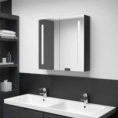 326519  LED Bathroom Mirror Cabinet Shining Black 62x14x60 cm vidaXL (1/5)