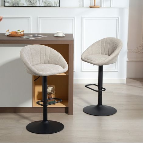Taburetes de bar giratorios regulables 2 beige OKMYHOME (1/3)