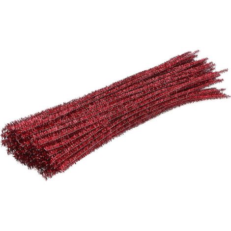 100 pièces de 30 cm de longueur, barre torsadée en peluche à monter soi-même, décoration de Noël pour enfants (rouge)-Red