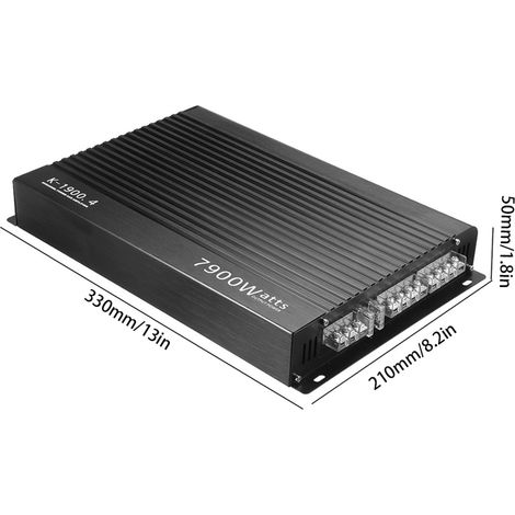 Decdeal Amplificateur audio pour voiture, 7 900 W, haute puissance, alliage d'aluminium, 12 V, 4 canaux, stéréo, noir (1/5)