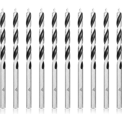 Forets à Bois Hélicoïdaux 4mm 10 Pièces Mèche pour Bois Professional Foret Brad Point pour Bois (1/5)