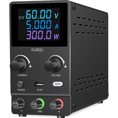 Alimentation de laboratoire DC, sortie 60V 5A, charge rapide USB (1/2)