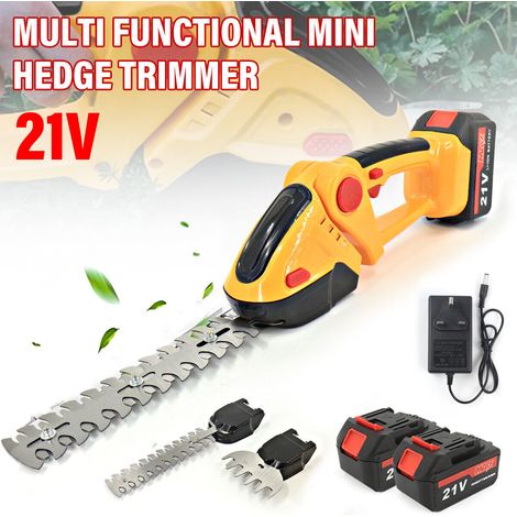 FLITI 2-in-1 Cordless Hedge Trimmer and Grass Shears with 2 x 21V 2000mAh Lithium Batteries, 9-inch Stainless Steel Blade, 90° Adjustable Angle, Lightweight 2.6lbs (1/5)