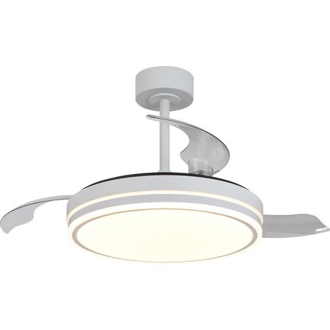Ventilateur plafonnier LED LUNA M blanc avec pales rétractables (1/5)