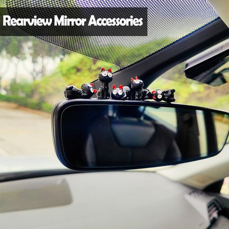Décorations mignonnes en forme de chat pour le tableau de bord de la voiture, jouets amusants pour chats, accessoires pour rétroviseur, décoration de console centrale, accessoires pour l'intérieur de (1/4)