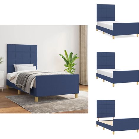 Bettgestell ohne Matratze Blau 80x200 cm Stoff - Bettsofa - Holzbettfundament - Lattenrost - Boxspringbett - Doppelbett (1/5)