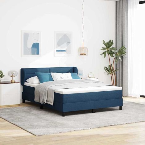 Boxspringbett mit Matratze mit Kopfteil Blau 140 x 190 cm Stoff (1/5)