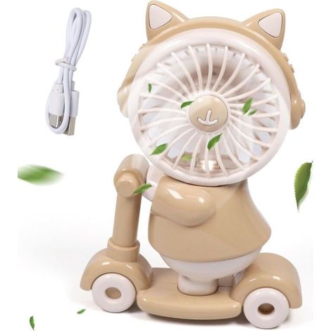 Ventilador portátil pequeño, mini ventilador portátil, carga USB, función de sacapuntas, 2 velocidades, bajo nivel de ruido, ideal para viajes, oficina y actividades al aire libre. (1/5)
