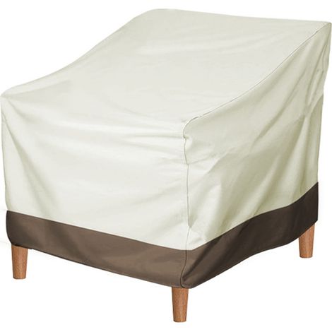 Telo coprisedia da giardino, per mobili da esterno, in tessuto Oxford resistente all'acqua e alla polvere, color beige prato e caffè. (1/5)
