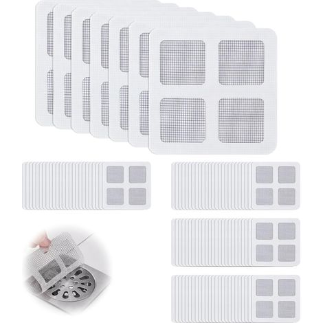 100 Stück Haarfänger-Duschfilter-Siebaufkleber 10 x 10 cm, Einwegaufkleber für Duschabflüsse, Verstopfungsschutz, Einweg-Abflussschutz für Bad und Küche
