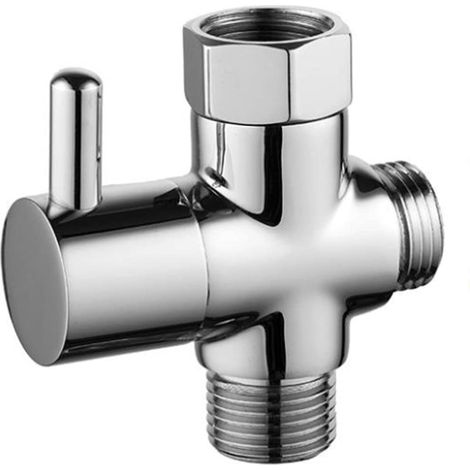 Valve 3 Voies , Déviateur Colonne de Douche, Convient pour le Détournement de Tuyau de Salle de Bain, Ajustez la Taille du Débit d'eau(Argent) (1/5)