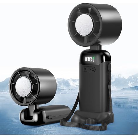 Jsdoin Kleiner Mini-Ventilator, tragbarer Mini-Handventilator mit USB-Anschluss, 5 Geschwindigkeitsstufen und LED-Anzeige für Zuhause, Büro, Schlafzimmer, Reisen im Freien (Schwarz) (1/5)