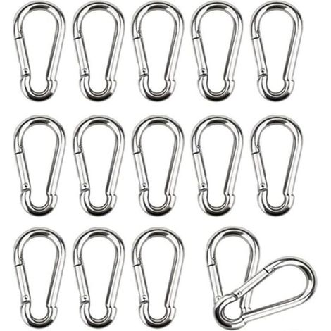 16 Stück M4 Karabiner 304 Edelstahl Karabiner Kleiner Karabiner mit Federschnalle Geeignet zum Aufhängen Fester Haken 40 x 4 mm (1/4)