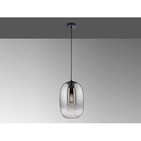 LED Hängelampe einflammig Lampenschirm Rauchglas Schwarz, Ø 20cm (1/4)