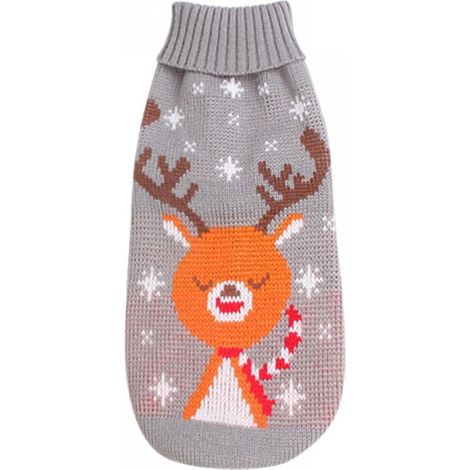 Pull-over Chien - Tricot Acrylique - Pour Chiens Petits Et Moyens - Style Noël - Chauffant - Rouge Ou Gris - XS À XXL (1/5)