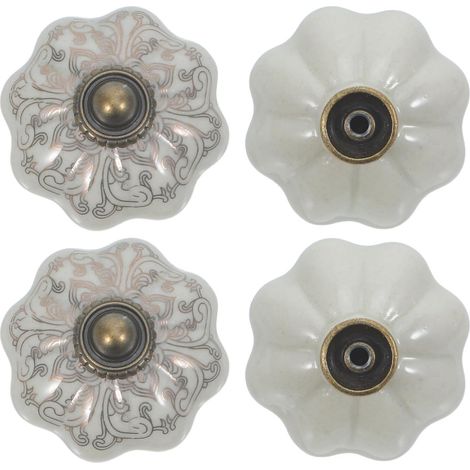 Healeved Lot de 4 boutons porte en céramique forme citrouille pour meubles cuisine et commodes,