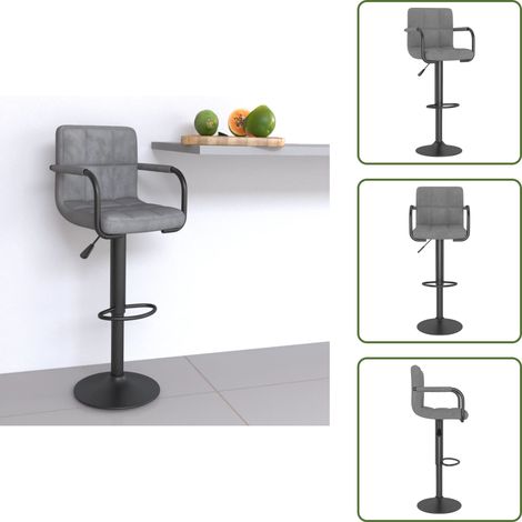 The Living Store Taburete de cocina de terciopelo gris claro - Asiento de terciopelo