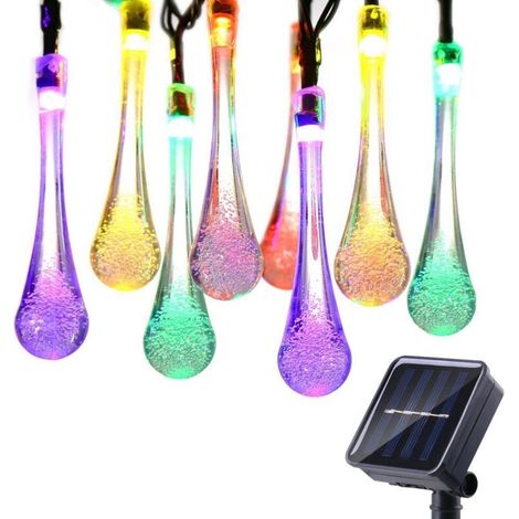 Solar-Lichterkette für den Außenbereich, wasserdicht, 6 m, 30 LEDs, tropfenförmige Solarleuchten, dekorative Ambientebeleuchtung für Garten, Haus, Weihnachten, Hochzeit, Zeremonie, Party, Rasen (mehrf (1/4)