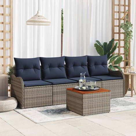 vidaXL Set Divano da Giardino 5 pz Grigio polyrattan (1/5)