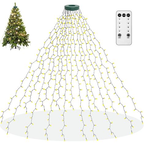 2m Guirlande Lumineuse Blanc Chaud 400LED Guirlande Fil Cuivre 8 Modes Guirlande LED pour Lumière D'arbre de Noël de 1 5 2 1 m, pour la Décoration Extérieur, Jardin, Arbres etc