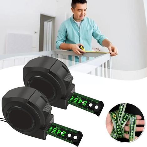 Cinta métrica de acero autoblocante de 2 metros - regla fluorescente negra - alta precisión, engrosada, resistente a caídas y al desgaste - 5M-25MM (1/5)